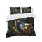 Designart 'Brown Blue Fractal Flower in Black' Modern & Contemporary Bedding Set - Duvet Cover & Shams